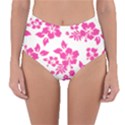 Hibiscus pattern pink Reversible High-Waist Bikini Bottoms View3