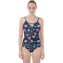 Delicate Watercolor Peony Cut Out Top Tankini Set by SychEva
