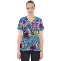 Exotic Flowers In Vase Women s V-neck Scrub Top by LW323