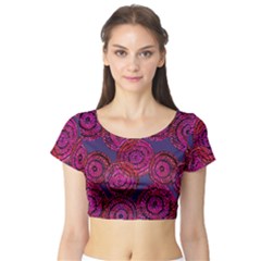 Unusual Circles  Abstraction Short Sleeve Crop Top by SychEva