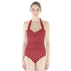 Stars Red Ink Halter Swimsuit by goljakoff