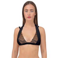 Tiger Stripes, Black And Orange, Asymmetric Lines, Wildlife Pattern Double Strap Halter Bikini Top by Casemiro