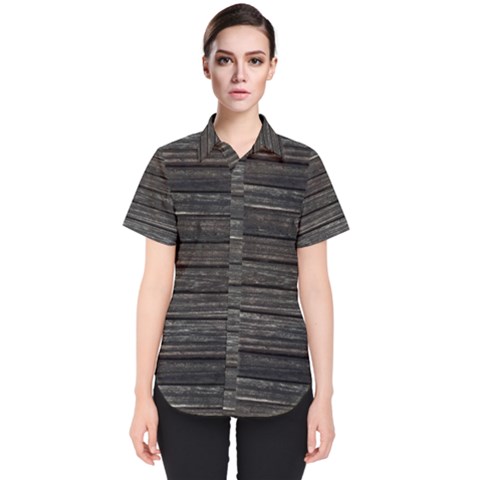 Wooden Linear Geometric Design Women s Short Sleeve Shirt by dflcprintsclothing