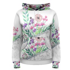 Minimal Silver Floral Marble A Women s Pullover Hoodie by gloriasanchez