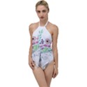Minimal Silver Floral Marble A Go with the Flow One Piece Swimsuit View1