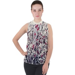 Berries In Winter, Fruits In Vintage Style Photography Mock Neck Chiffon Sleeveless Top by Casemiro