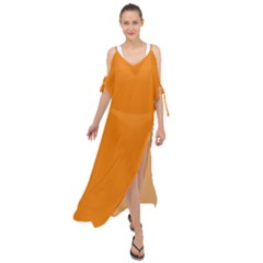 Apricot Orange Maxi Chiffon Cover Up Dress by FabChoice