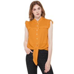 Apricot Orange Frill Detail Shirt by FabChoice