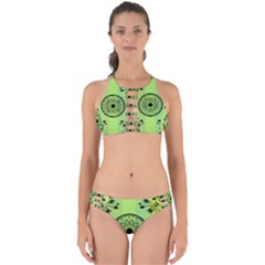 Green Grid Cute Flower Mandala Perfectly Cut Out Bikini Set by Magicworlddreamarts1