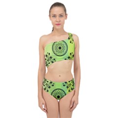 Green Grid Cute Flower Mandala Spliced Up Two Piece Swimsuit by Magicworlddreamarts1
