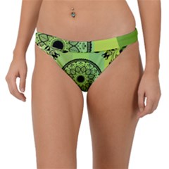 Green Grid Cute Flower Mandala Band Bikini Bottom by Magicworlddreamarts1