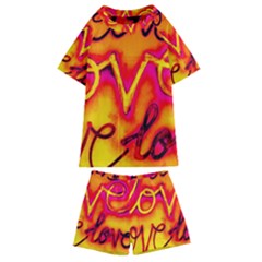  Graffiti Love Kids  Swim Tee And Shorts Set by essentialimage365
