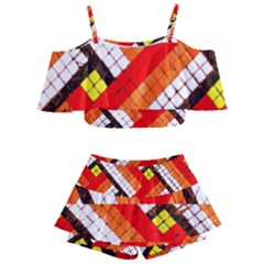 Pop Art Mosaic Kids  Off Shoulder Skirt Bikini by essentialimage365