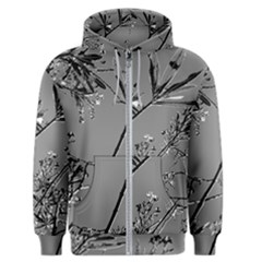 Grey Colors Flowers And Branches Illustration Print Men s Zipper Hoodie by dflcprintsclothing