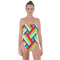 Pop Art Mosaic Tie Back One Piece Swimsuit by essentialimage365