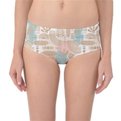 Off White Minimal Art Mid-waist Bikini Bottoms by designsbymallika