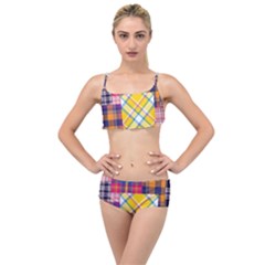 Checks Pattern Layered Top Bikini Set by designsbymallika
