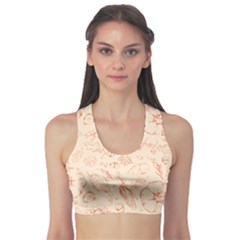 Thanksgiving Flowers And Gifts Pattern Sports Bra by DinzDas