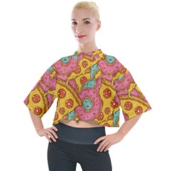 Fast Food Pizza And Donut Pattern Mock Neck Tee by DinzDas