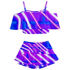 Pop Art Neon Wall Kids  Off Shoulder Skirt Bikini by essentialimage365