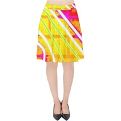 Pop Art Neon Wall Velvet High Waist Skirt by essentialimage365