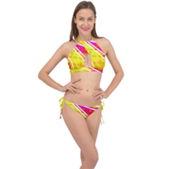 Pop Art Neon Wall Cross Front Halter Bikini Set by essentialimage365