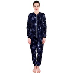Geometric Dark Blue Abstract Print Pattern Onepiece Jumpsuit (ladies)  by dflcprintsclothing