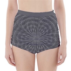 Abstract Spirals, Spiral Abstraction, Gray Color, Graphite High-waisted Bikini Bottoms by Casemiro