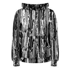 Black And White Abstract Linear Print Women s Pullover Hoodie by dflcprintsclothing