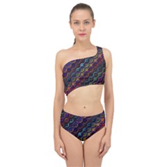 Dark Multicolored Mosaic Pattern Spliced Up Two Piece Swimsuit by dflcprintsclothing