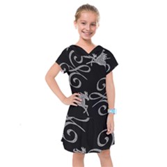 Kelpie Horses Black And White Inverted Kids  Drop Waist Dress by Abe731