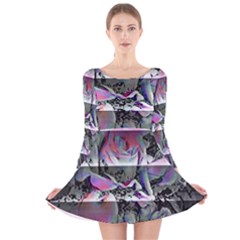 Techno Bouquet Long Sleeve Velvet Skater Dress by MRNStudios