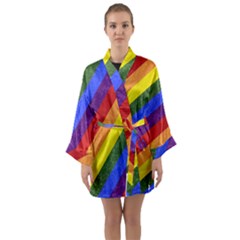Lgbt Pride Motif Flag Pattern 1 Long Sleeve Satin Kimono