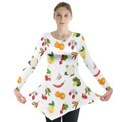 Fruits, Vegetables And Berries Long Sleeve Tunic  by SychEva