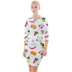 Fruits, Vegetables And Berries Quarter Sleeve Hood Bodycon Dress by SychEva