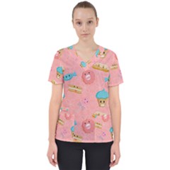 Toothy Sweets Women s V-neck Scrub Top by SychEva