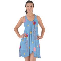 Baby Elephant Flying On Balloons Show Some Back Chiffon Dress by SychEva