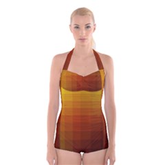 Zappwaits - Color Gradient Boyleg Halter Swimsuit  by zappwaits