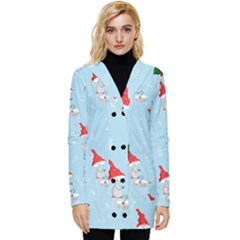 Funny Mushrooms Go About Their Business Button Up Hooded Coat  by SychEva