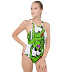 Cactus High Neck One Piece Swimsuit by IIPhotographyAndDesigns
