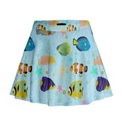 Underwater World Mini Flare Skirt by SychEva