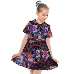 Viral Mandala Kids  Short Sleeve Shirt Dress by MRNStudios