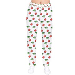 Cherries Love Women Velvet Drawstring Pants by designsbymallika