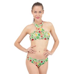 Vegetables Love High Neck Bikini Set by designsbymallika