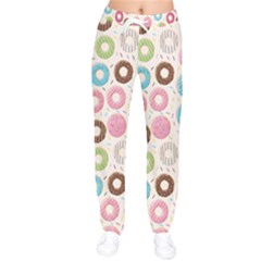 Donuts Love Women Velvet Drawstring Pants by designsbymallika