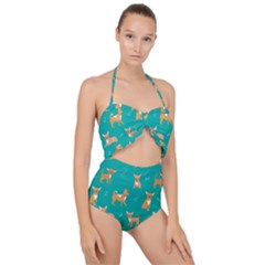 Cute Chihuahua Dogs Scallop Top Cut Out Swimsuit by SychEva