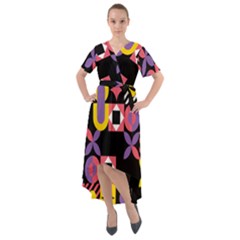 Summer Mosaic Print Front Wrap High Low Dress by designsbymallika