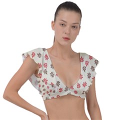 Ashleaf Maple Plunge Frill Sleeve Bikini Top by tmsartbazaar