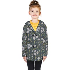 Folk Flowers Pattern Floral Surface Design Kids  Double Breasted Button Coat by Eskimos