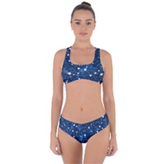 Dark Blue Stars Criss Cross Bikini Set by AnkouArts